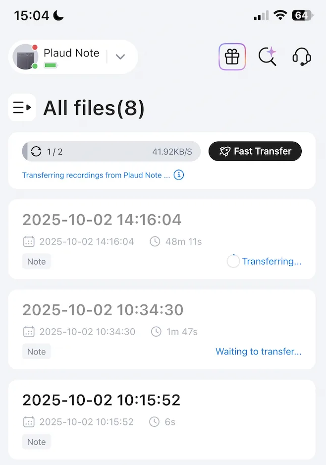 Synchronisation plaud en cours dans l'application
