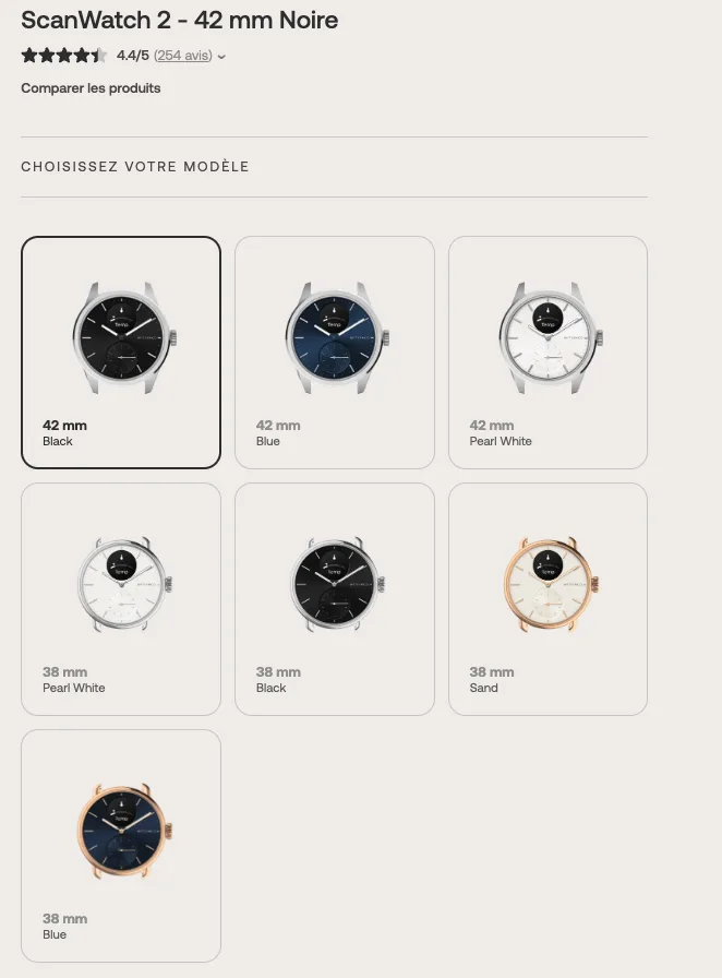 Nouvelles couleurs Withings Scanwatch 2