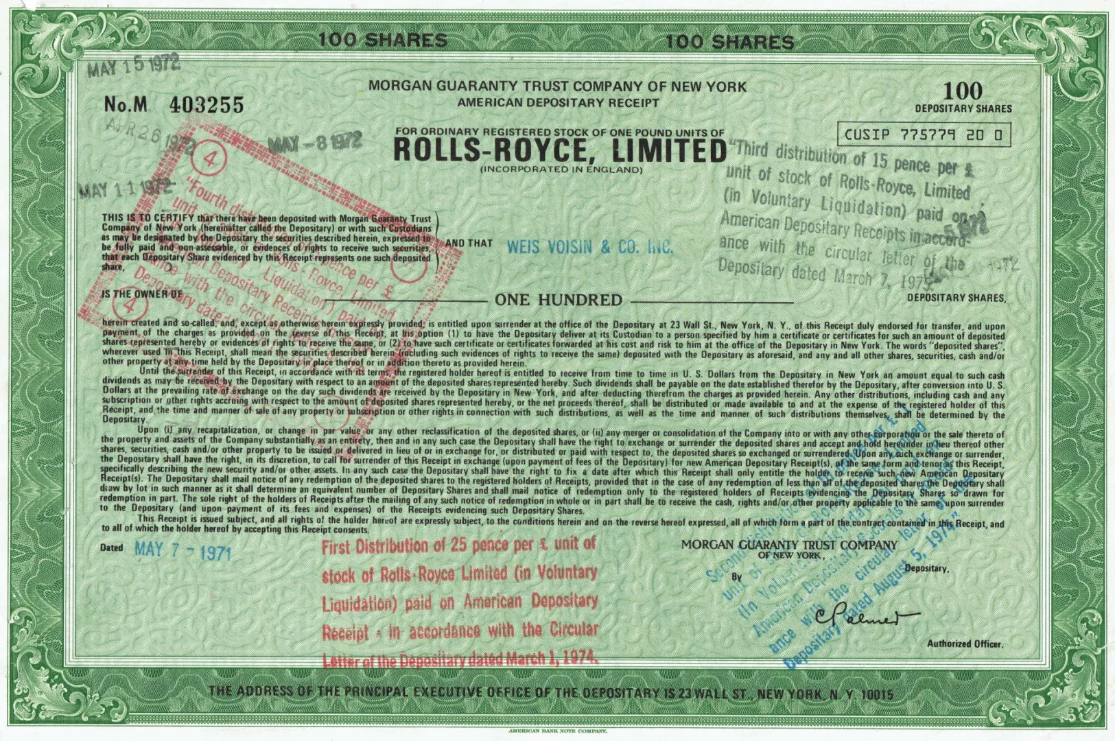 ADR (American Depositary Receipt) Rolls-Royce Limited