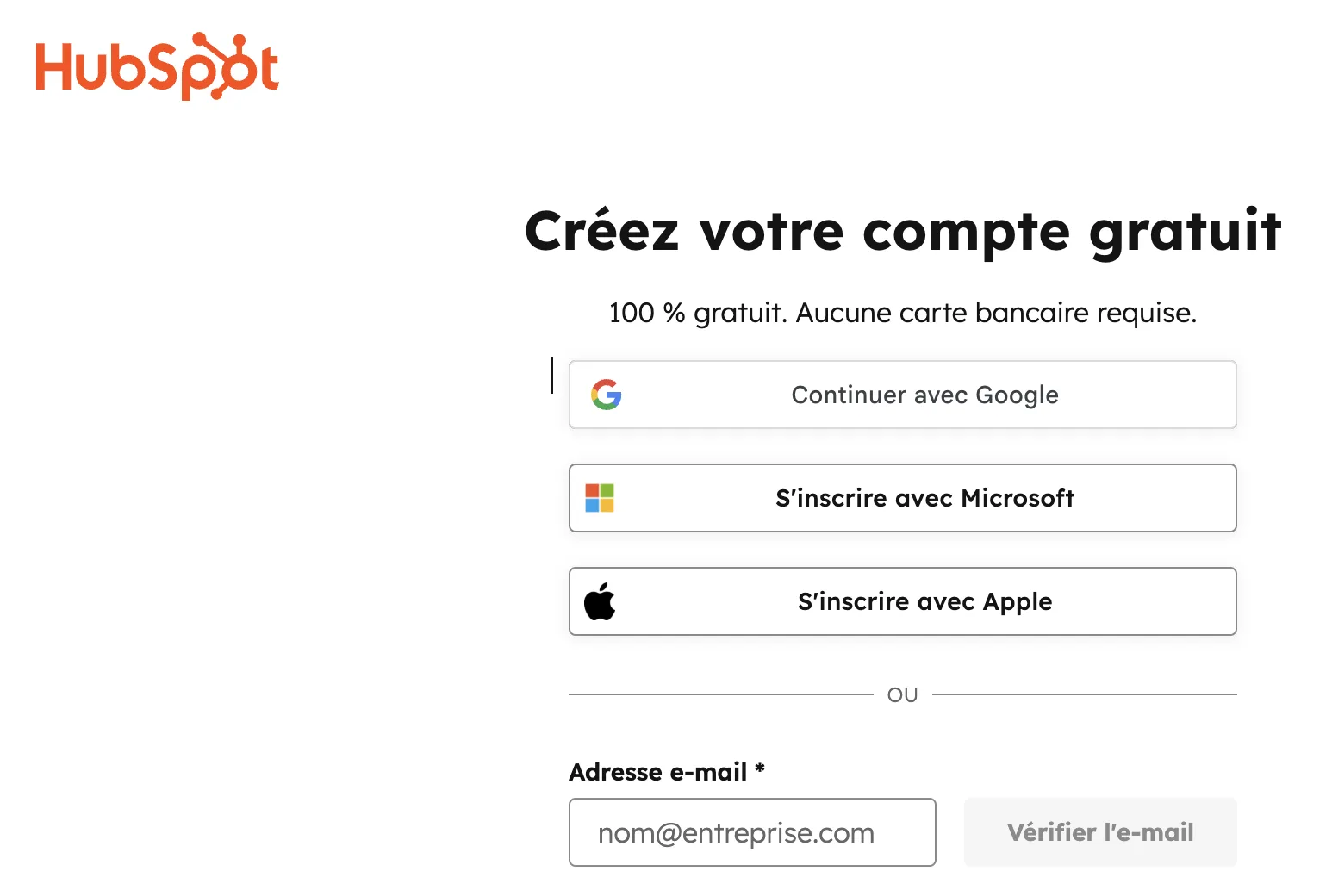 Création compte HubSpot gratuit