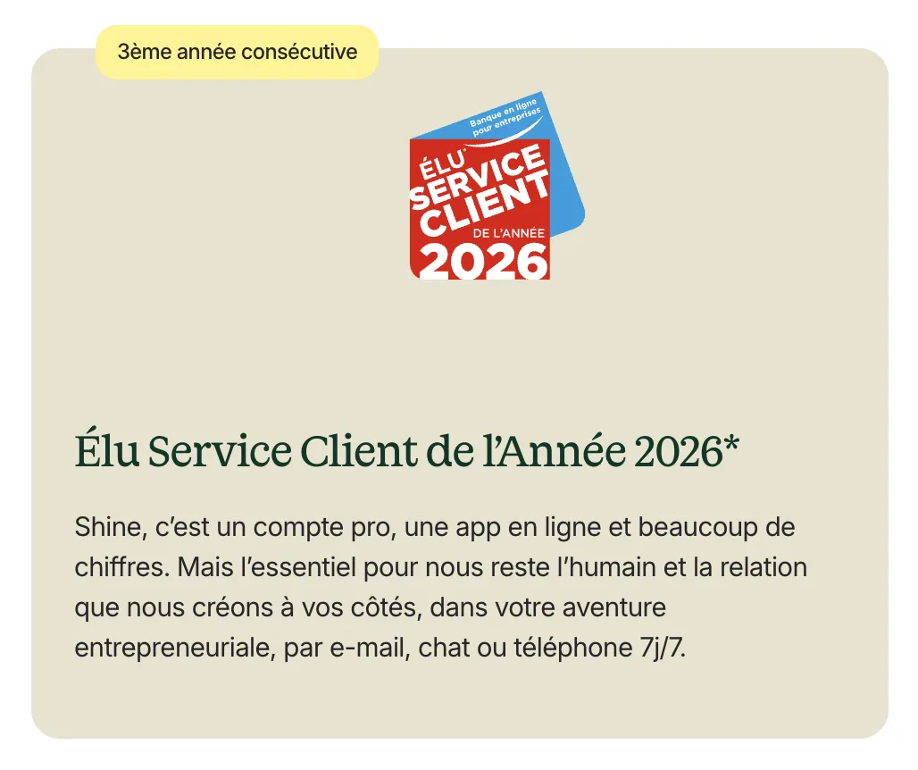 Shine élu service client de l'année banque en ligne