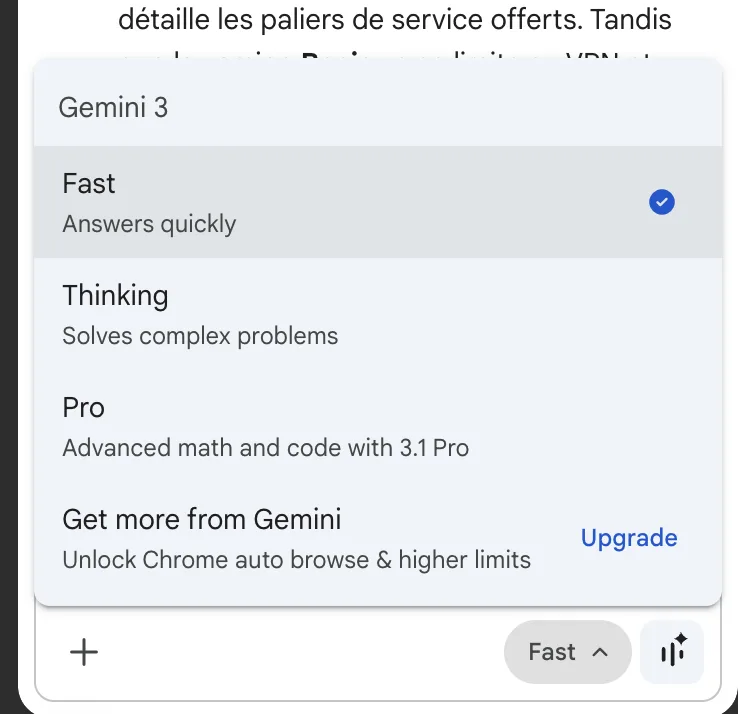 plusieurs modèles de réponse Ask Gemini dans Chrome