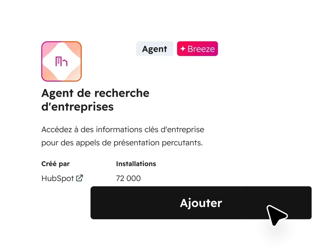 Agent de recherche d'entreprises Breeze sur HubSpot