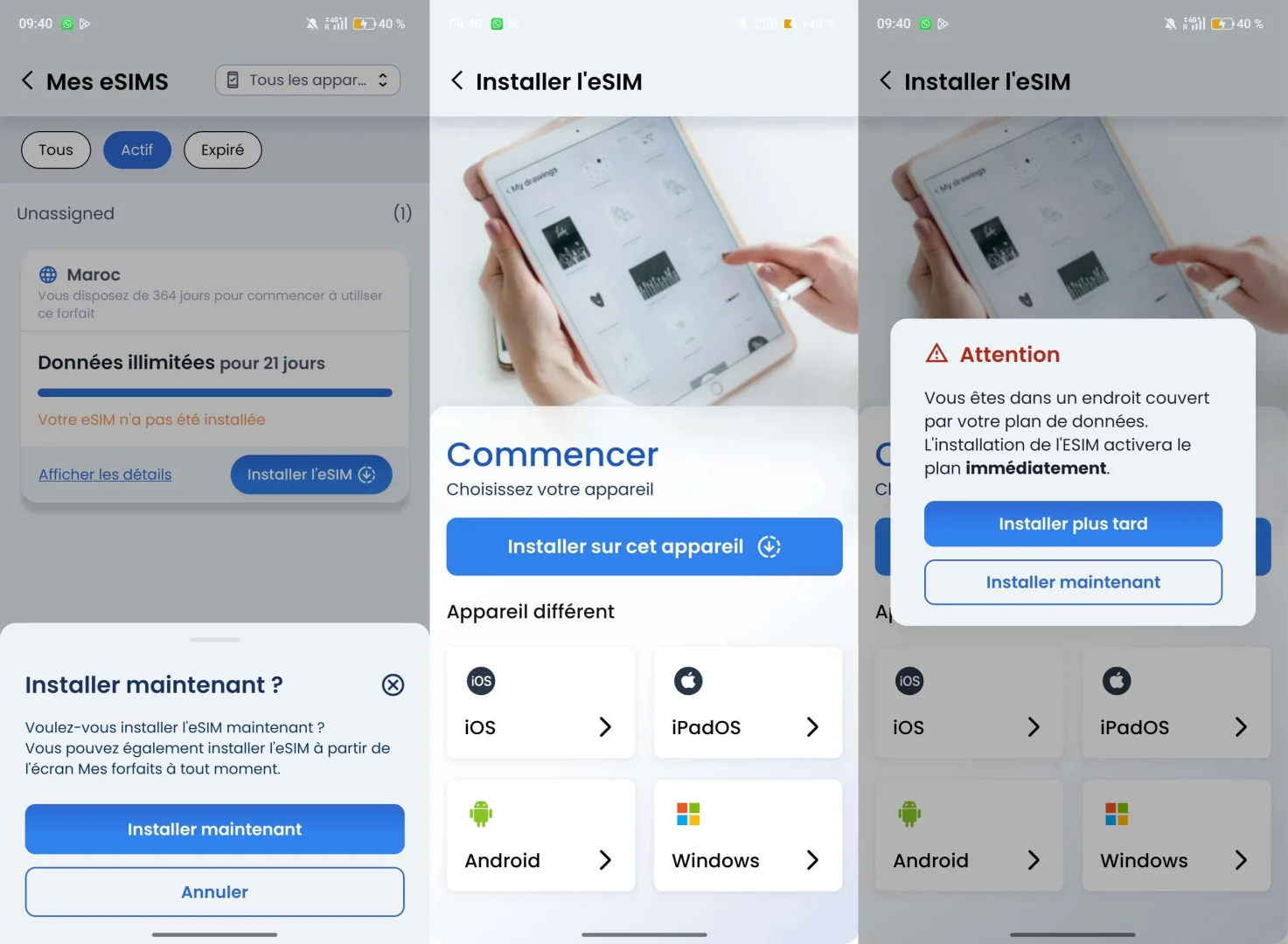 installer esim gigsky