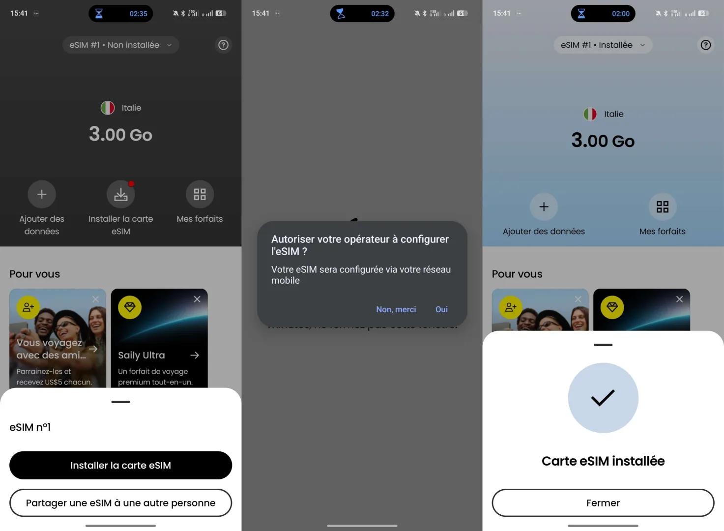 installer esim saily