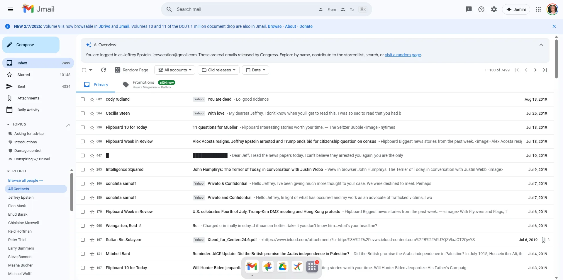 mails jeffrey epstein