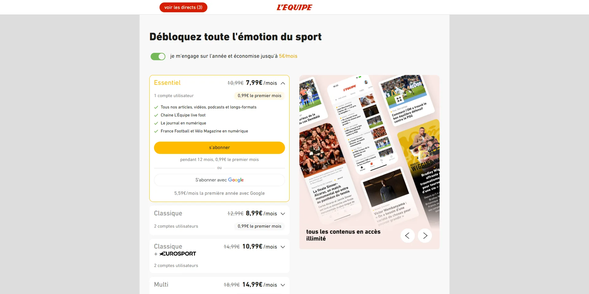 l'équipe abonnements
