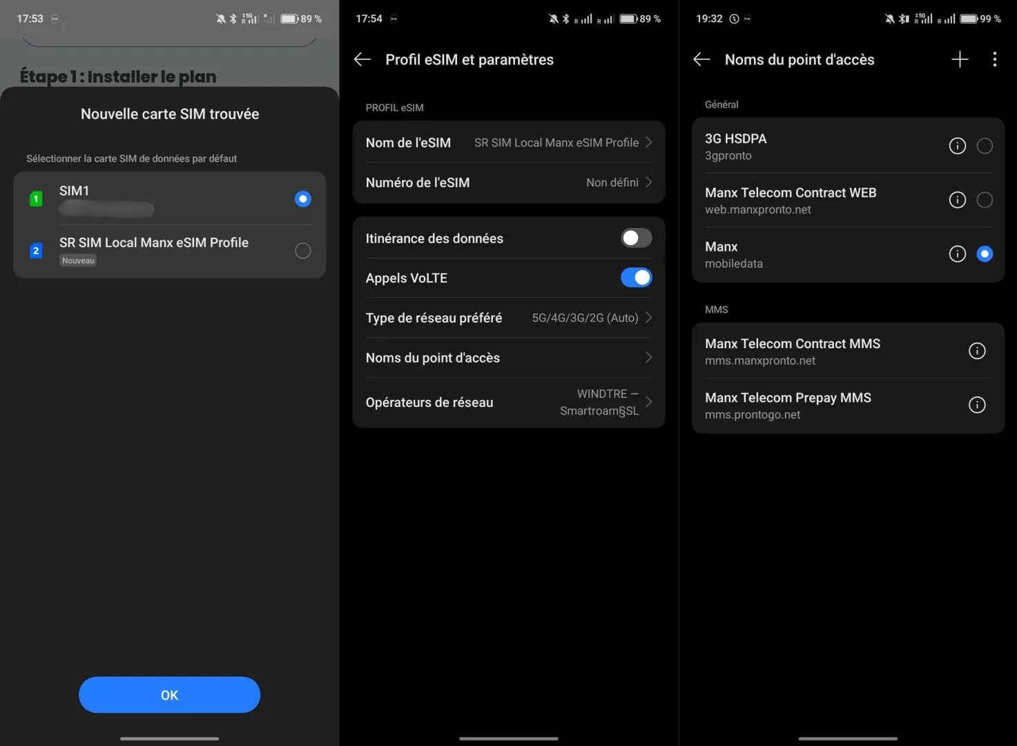 installer esim sim local