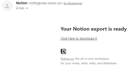 exporter son espace Notion