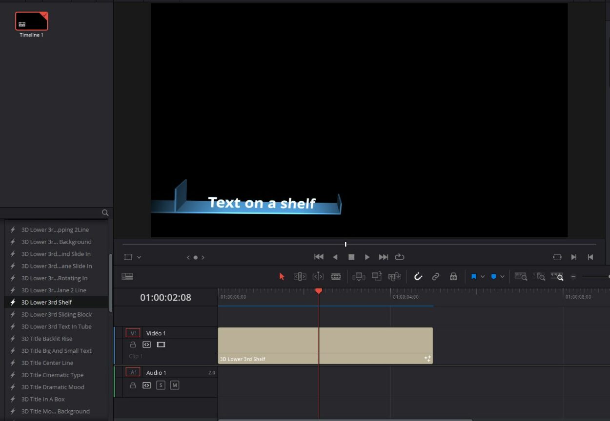 davinci resolve title