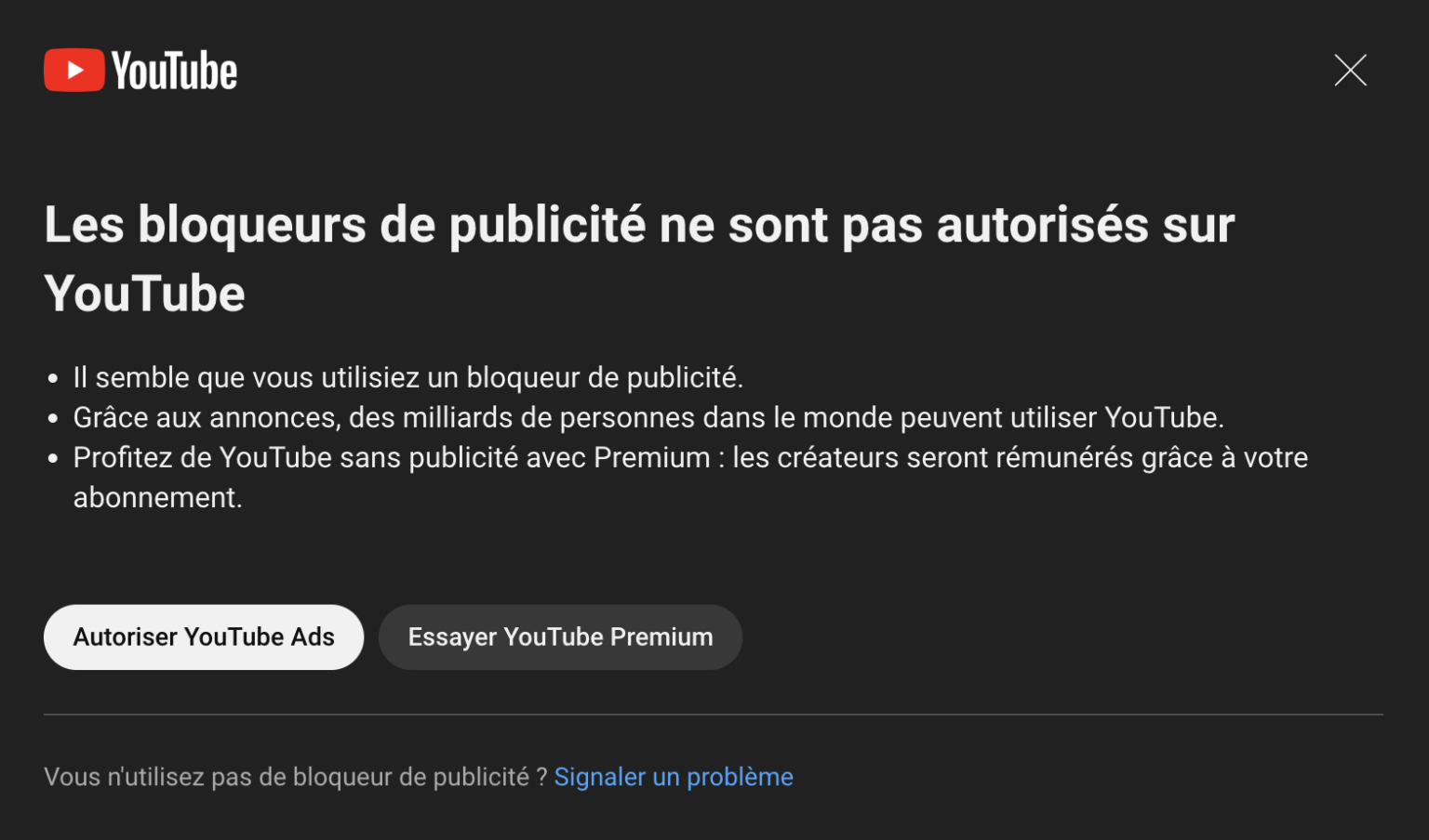 YouTube bloque (pas vraiment) les bloqueurs de publicités c